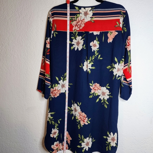Anthropologie Floral Navy and Red Tunic - Picture 12 of 13